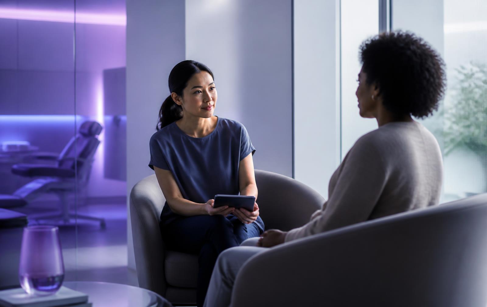 Research coordinator in conversation with a prospective participant